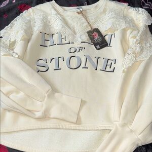 059 Lace Yoke 'Heaven of Stone' Cream Sweatshirt